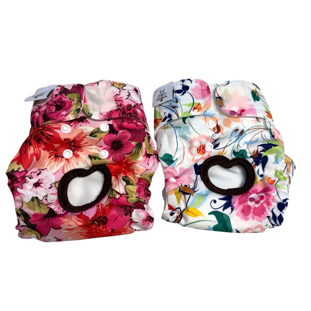CuteBone Washable Female Dog Diapers With Floral Pattern Small